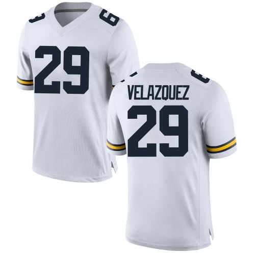 Joey Velazquez Michigan Wolverines Youth NCAA #29 White Game Brand Jordan College Stitched Football Jersey GIC2654PN